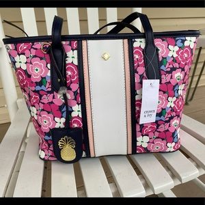 Crown & Ivy Navy Floral Shopper